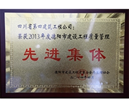 2013年德陽市質(zhì)量管理先進單位